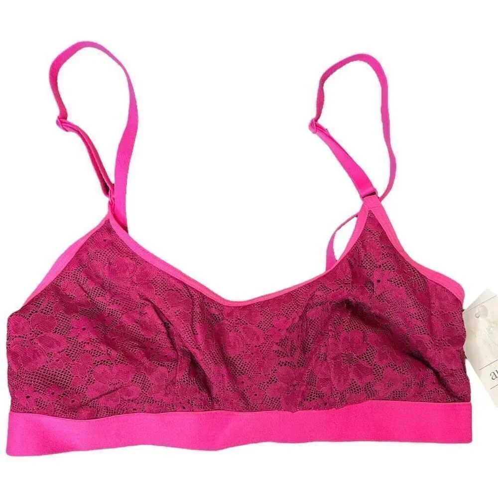 NEW Auden Cherry Pink Women's Lace Bralette Small